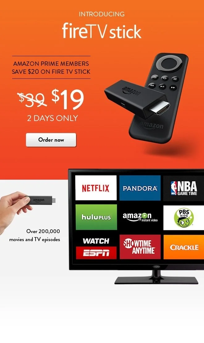 Amazon Fire TV Stick on sale for $19 for Amazon Prime members