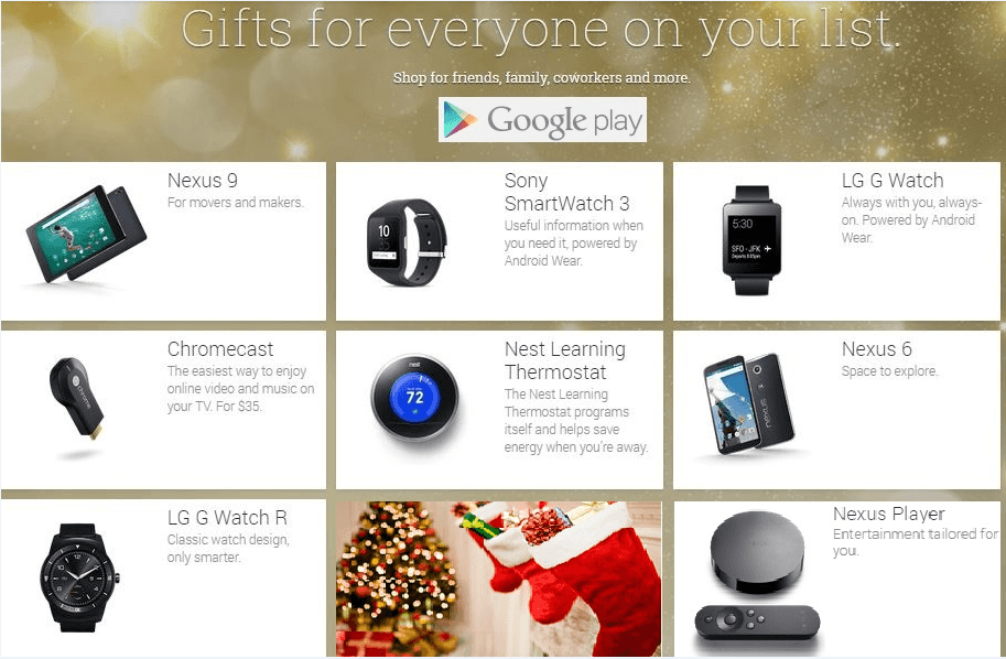 Google Play, Tech stocking stuffers for the holiday gifts for everyone on your list (holidays edition 2014)