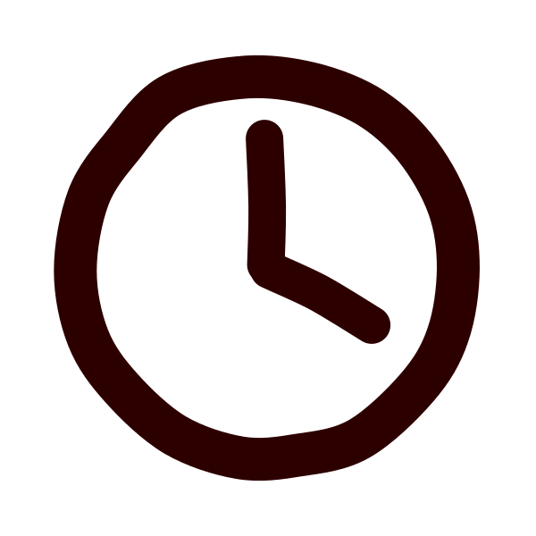 Dark red clock icon showing approximately 12:20