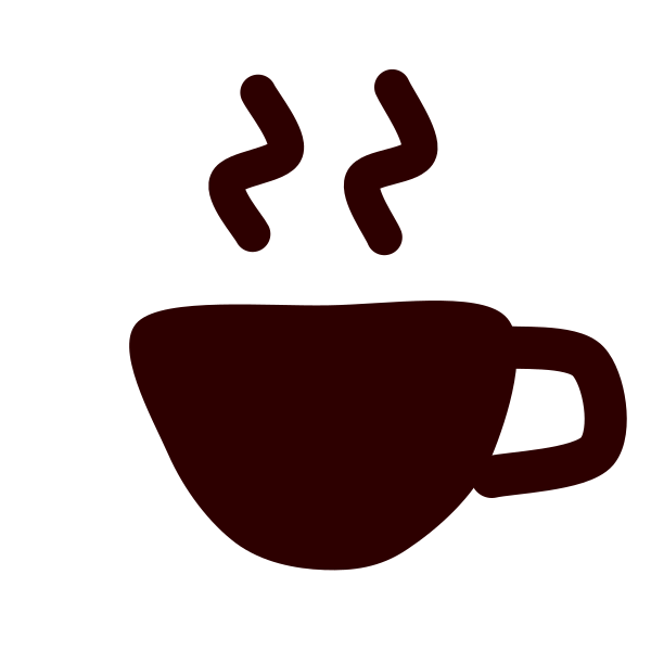 Dark red steaming coffee cup icon on a black background