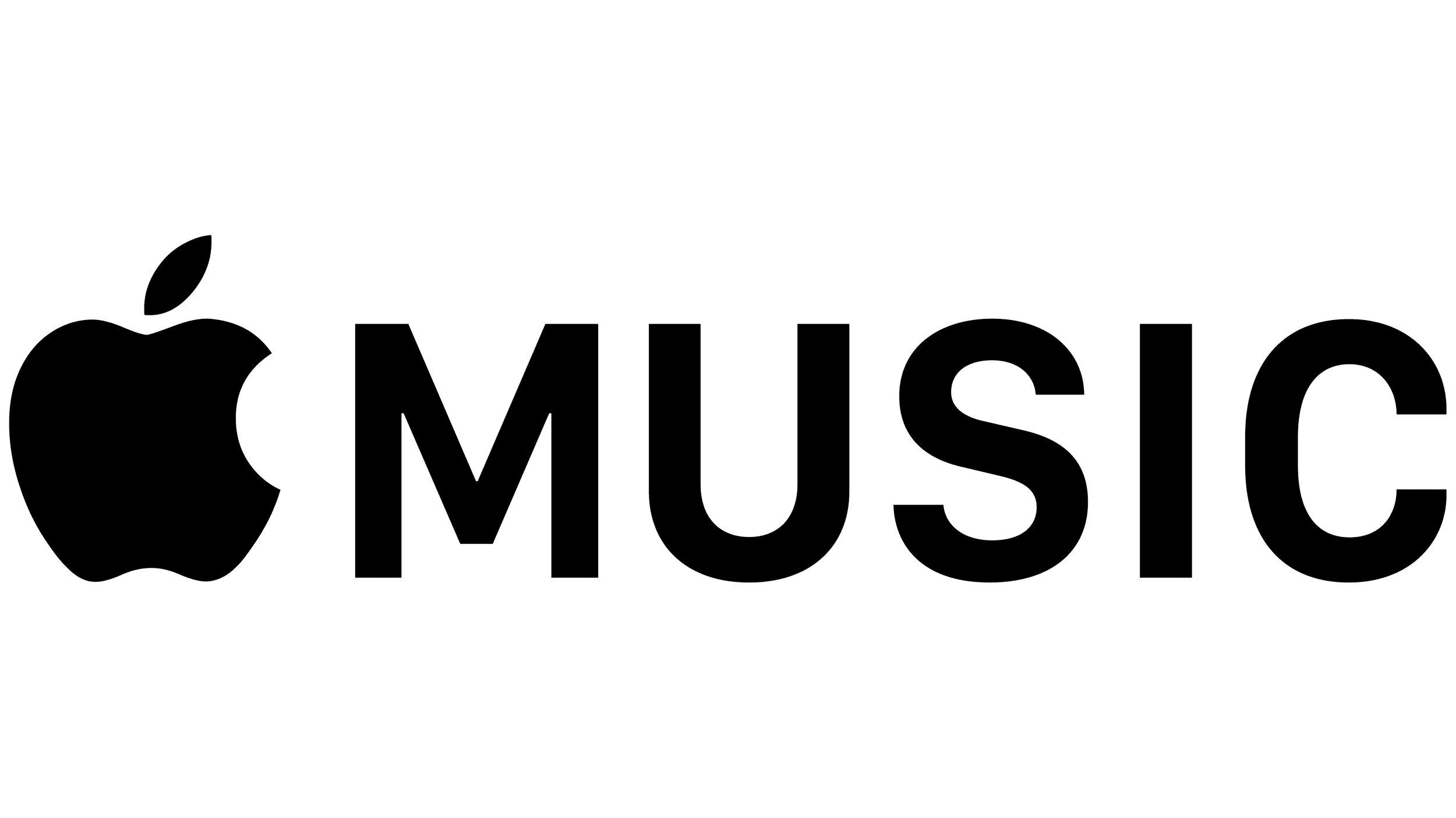 Black Apple Music logo on a dark green background