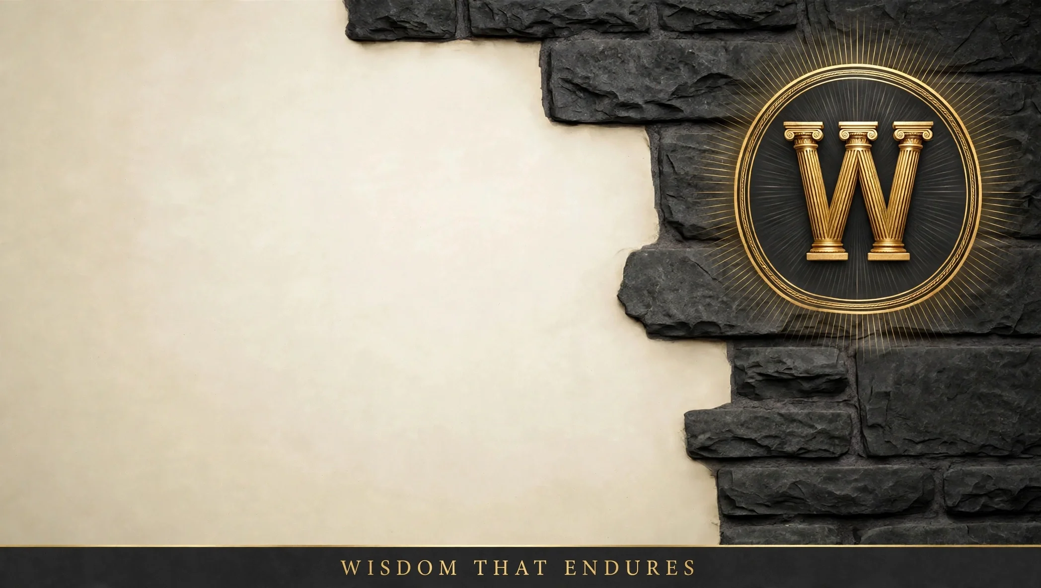 Wisdom That Endures backdrop in ancient stone and gold
