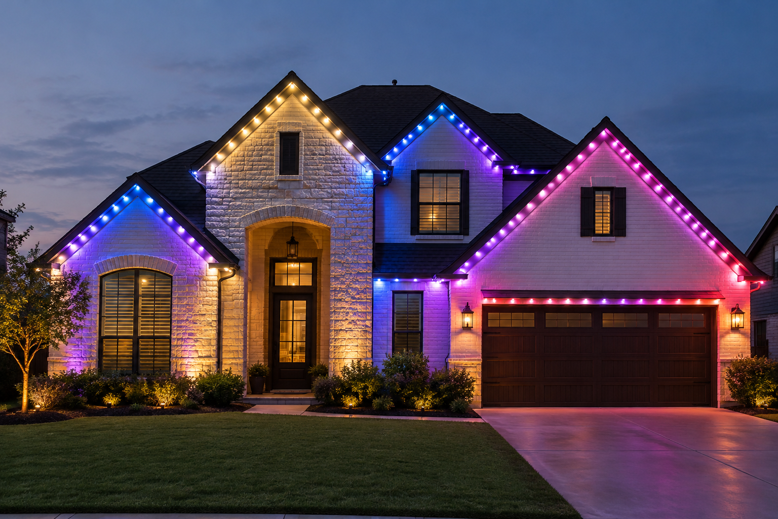 Portrait of a govee lights on a home
