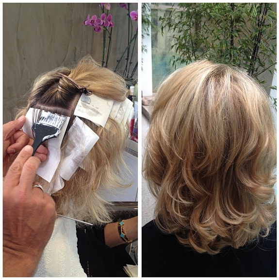 Foil highlights and dimensional blonde color by David John