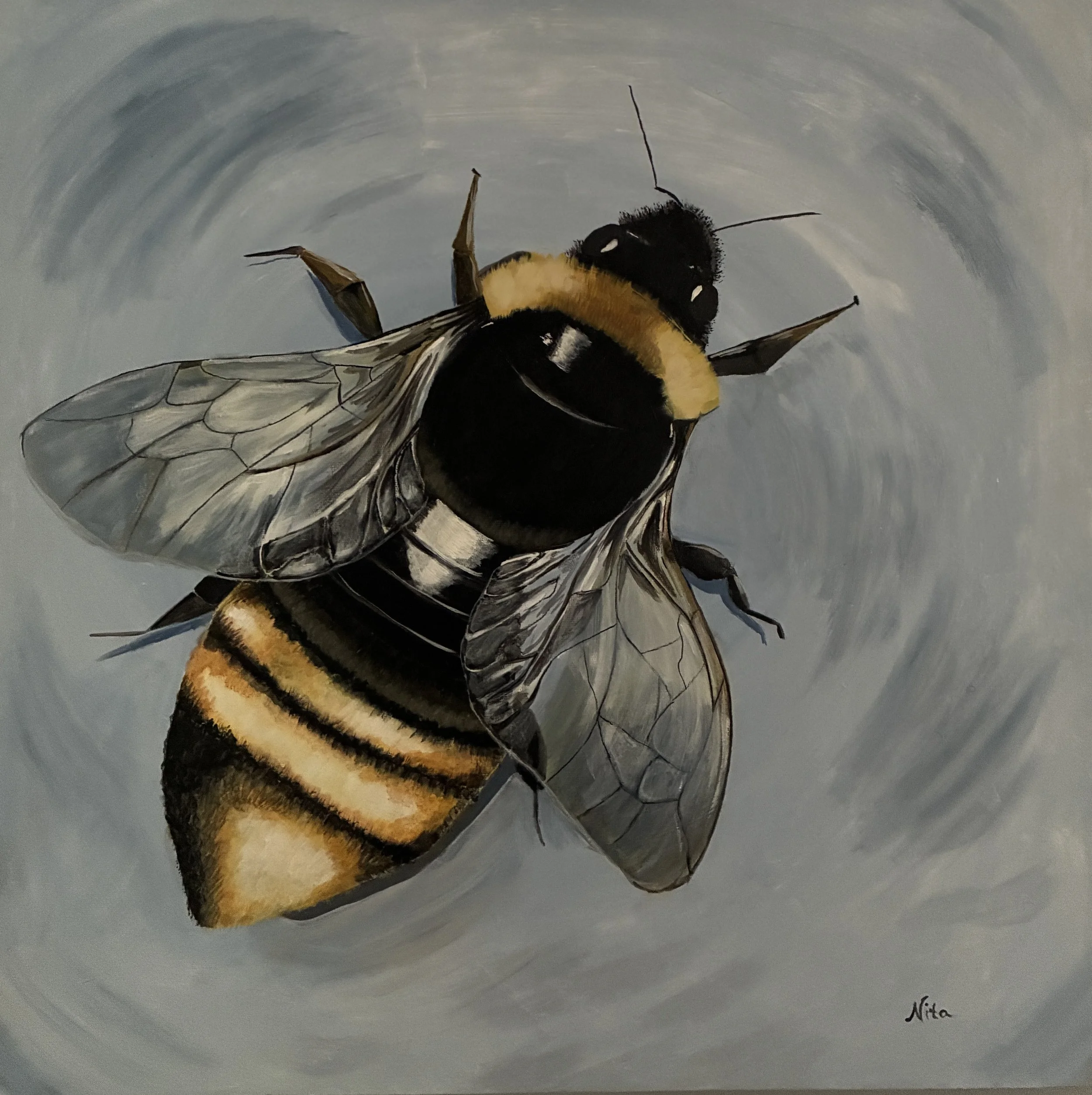The Namesake, acrylic on upcycled canvas