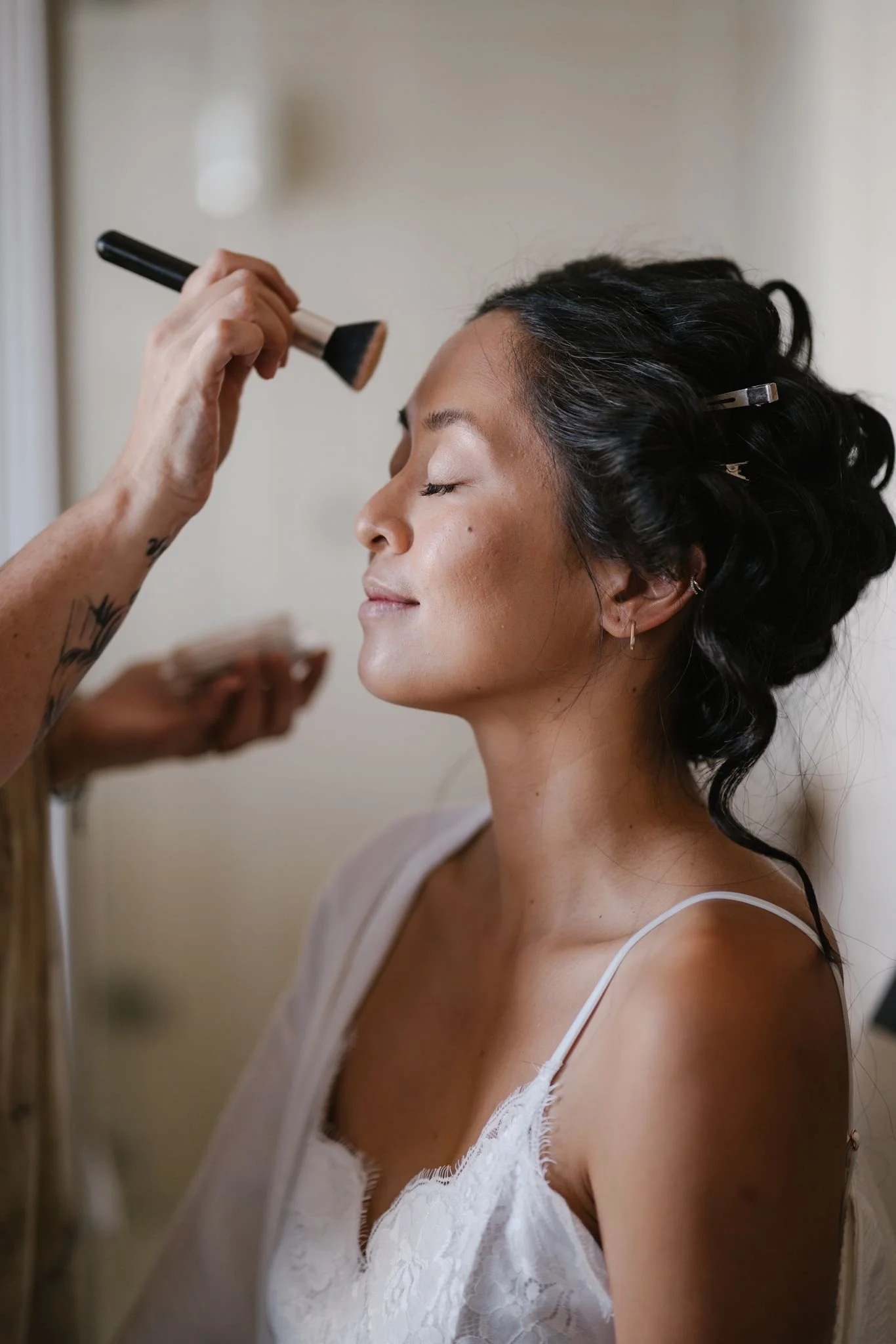 bridal prep and makeup in action