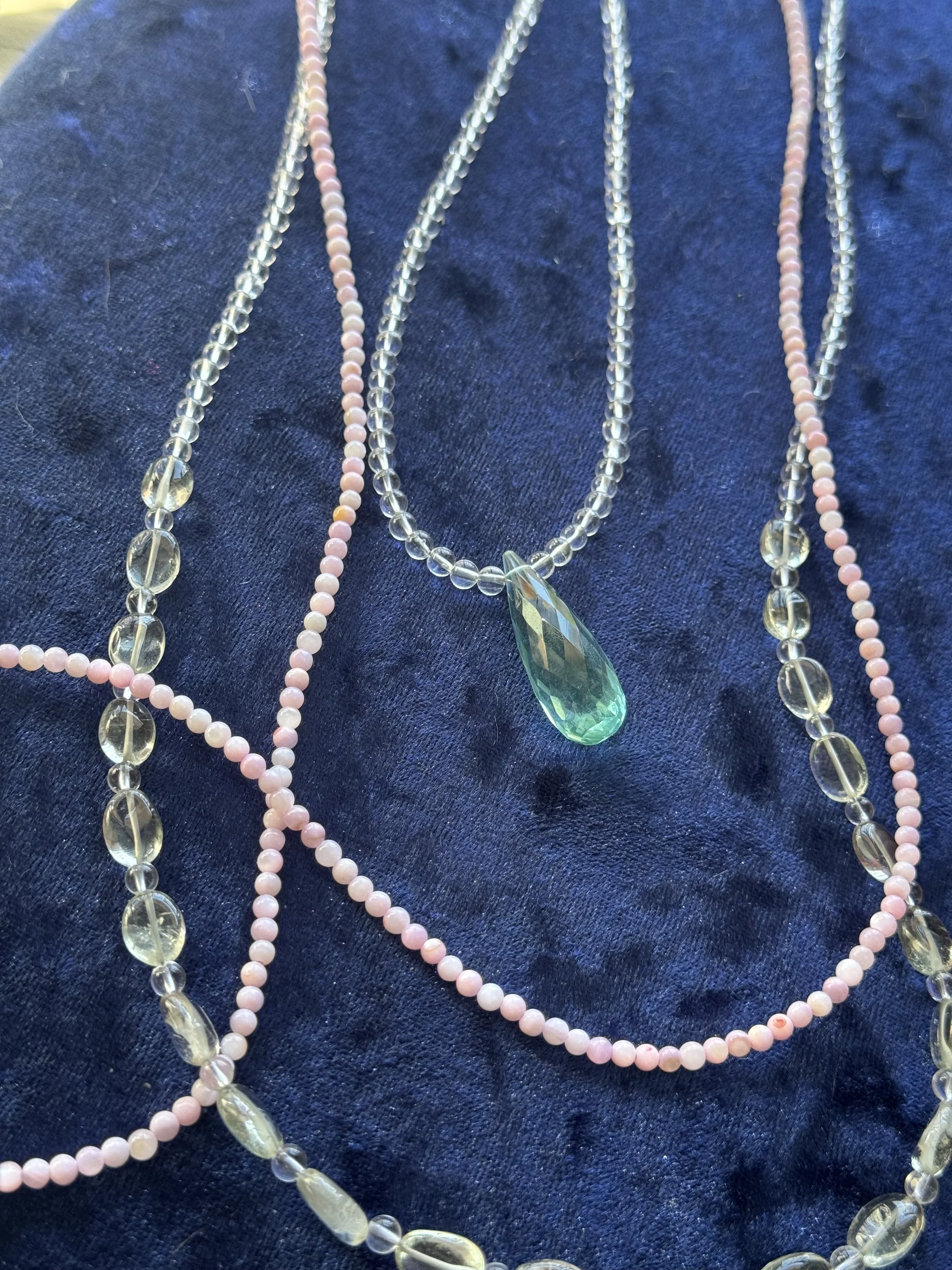 Trianna design Green Amethyst and Pink Mother of Pearl