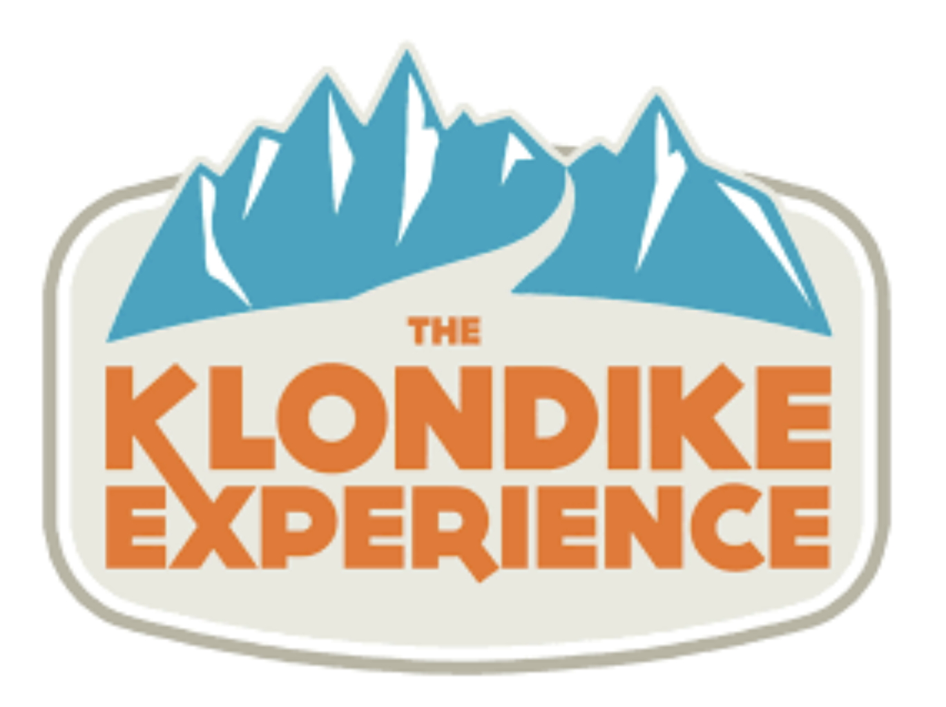 The Klondike Experience logo featuring blue mountain peaks and orange lettering