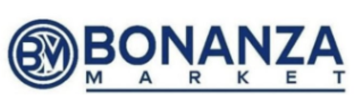 Bonanza Market logo with blue circular BM emblem and underlined text