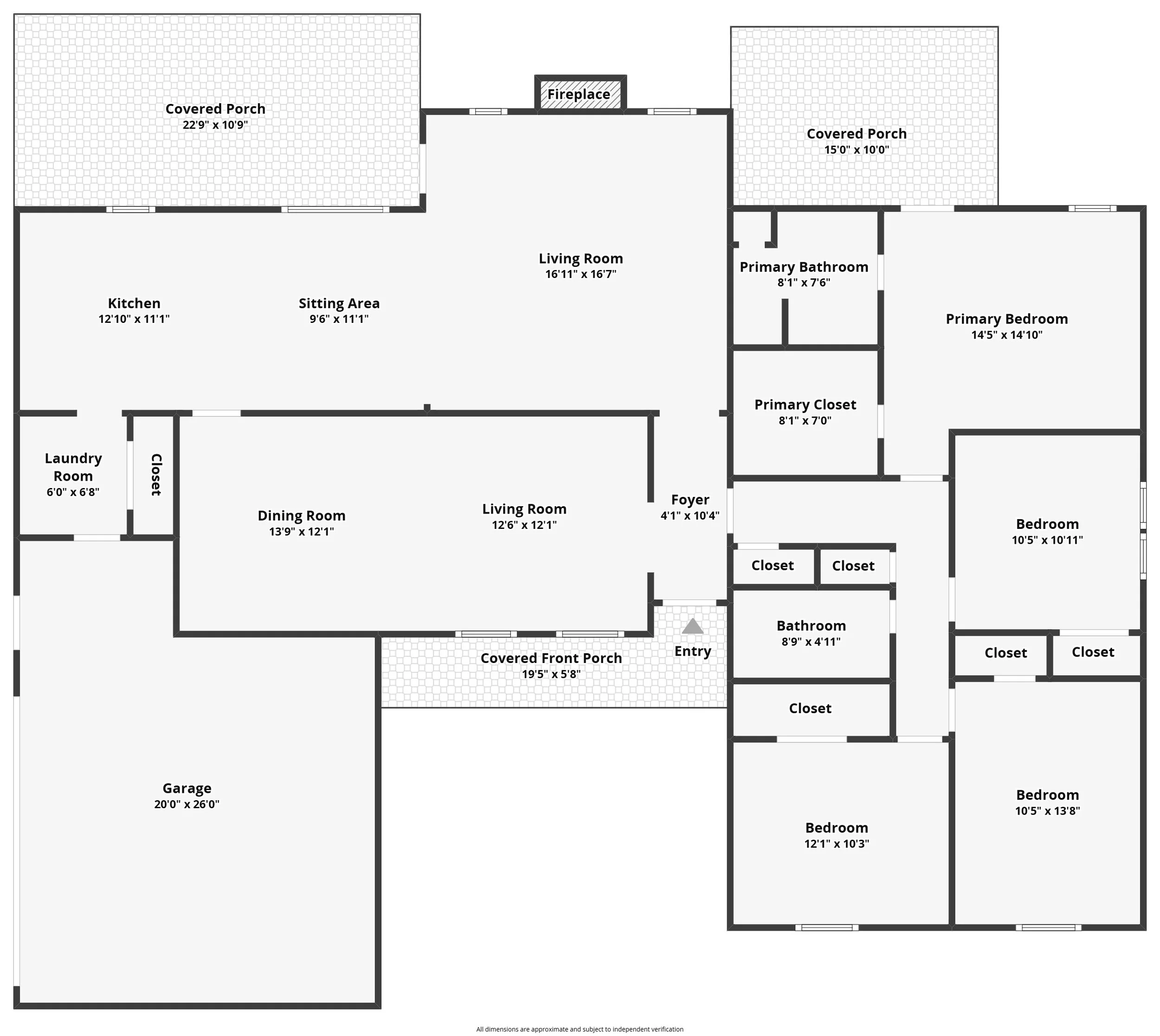 Floor plan of 424 Coby Drive in Ozark, Alabama, showing the layout of this 2,008-square-foot home with four bedrooms, two bathrooms, and multi-living areas.