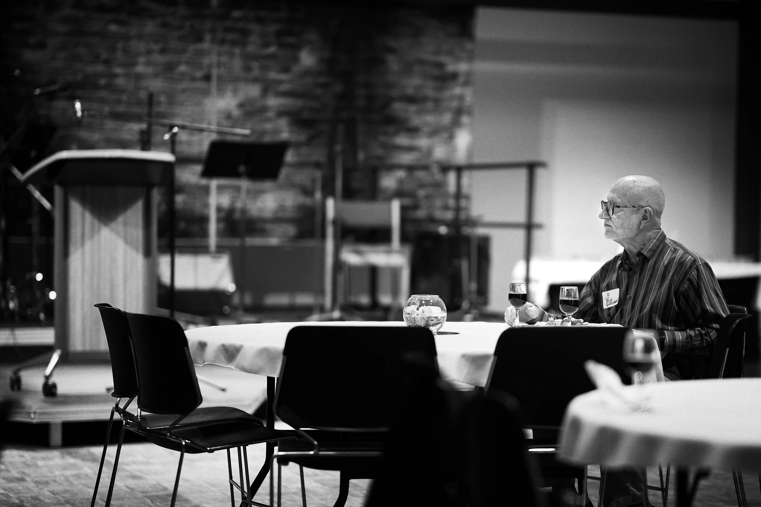 FOUNDATION - Donor Ron Gardner waits for company to join him for the Foundation dinner.