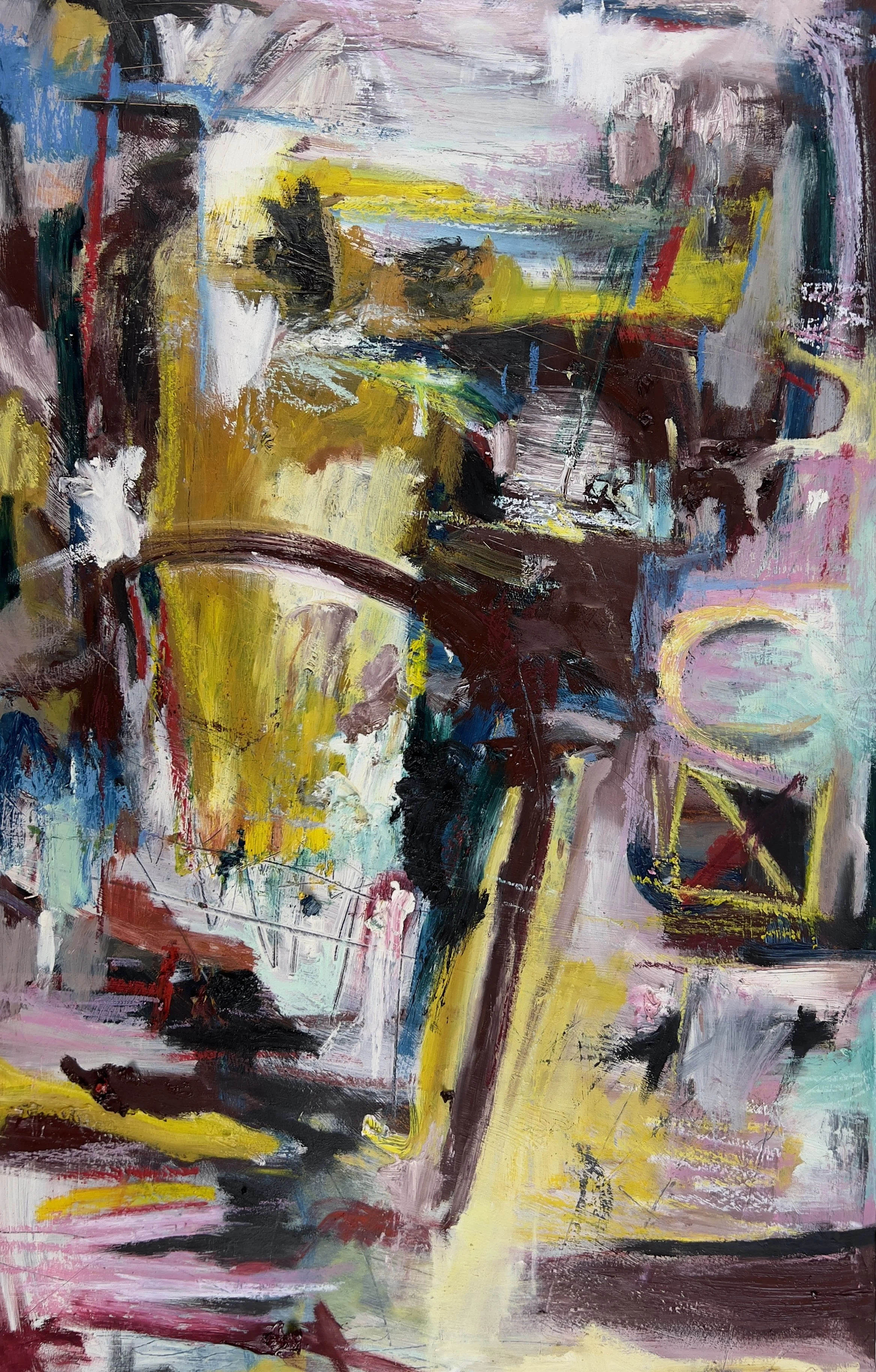Say Godbless You, Dammit
oil and oil pastels on panel 38" x 24" 
2024