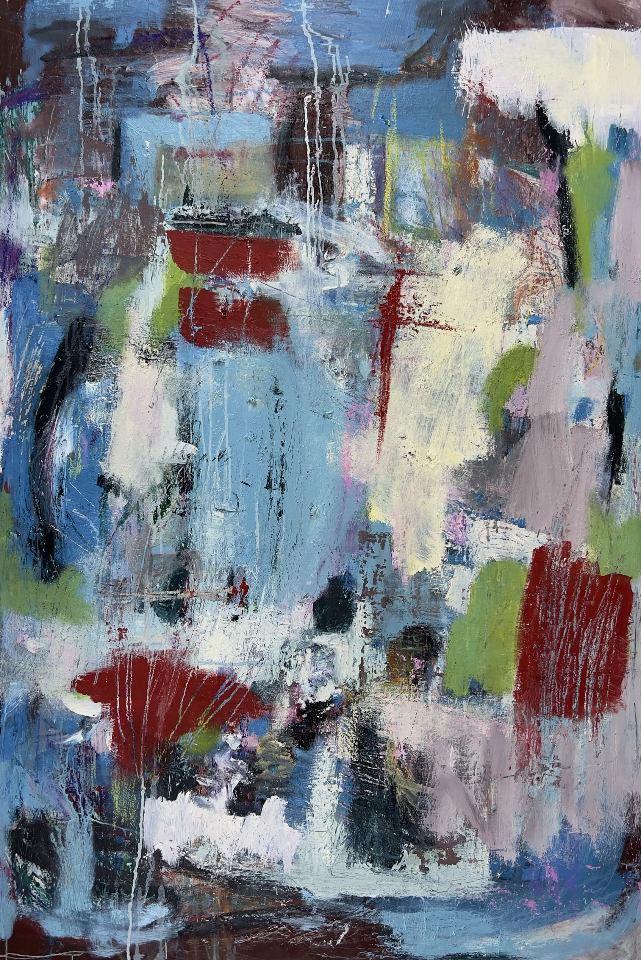 Scrapped and Scratched and Blew His House Down
oil on panel, 48" x 32"
2024