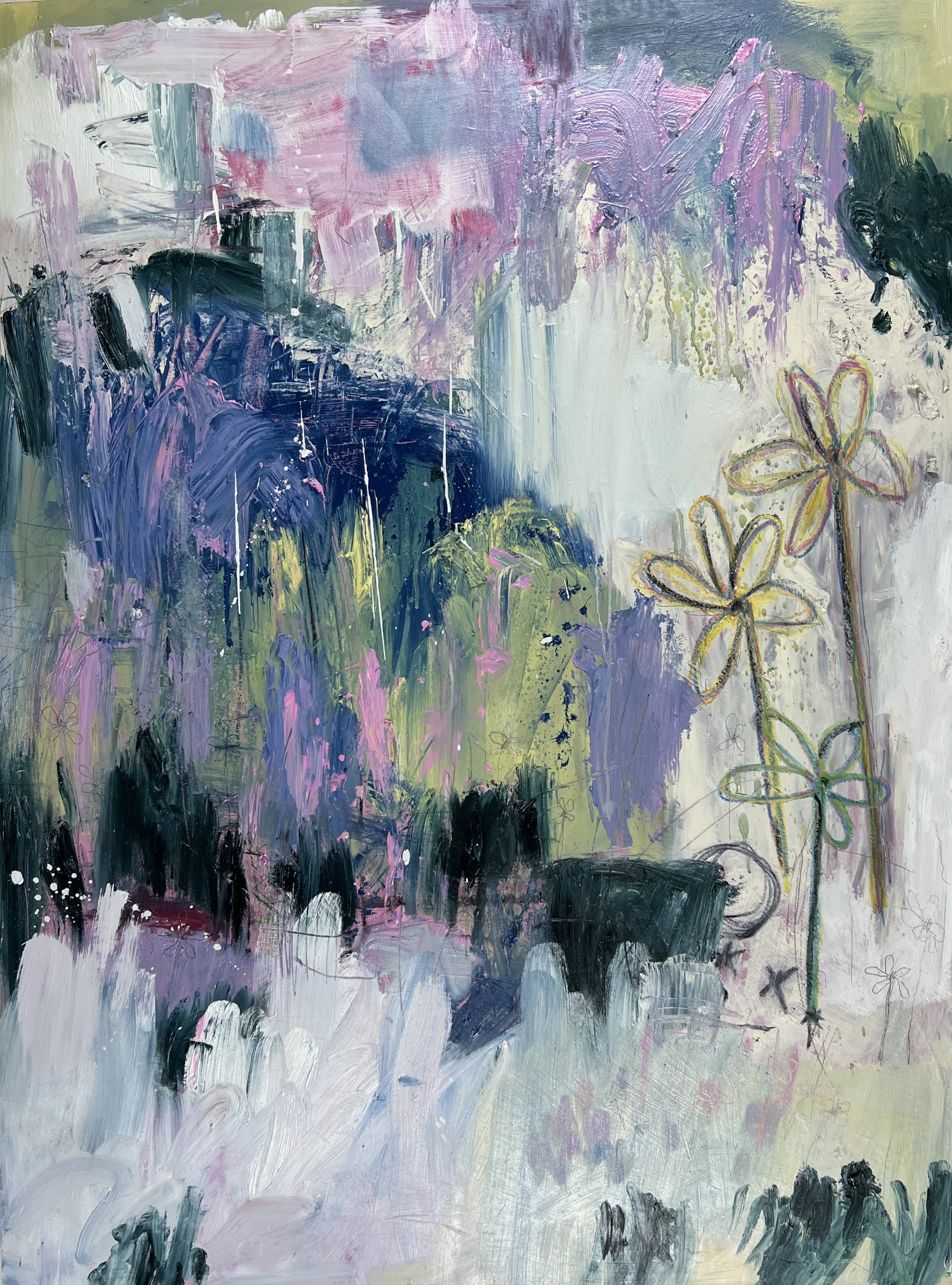Daisies Don't Grow in Water
oil on panel, 47" x 35" 
2024