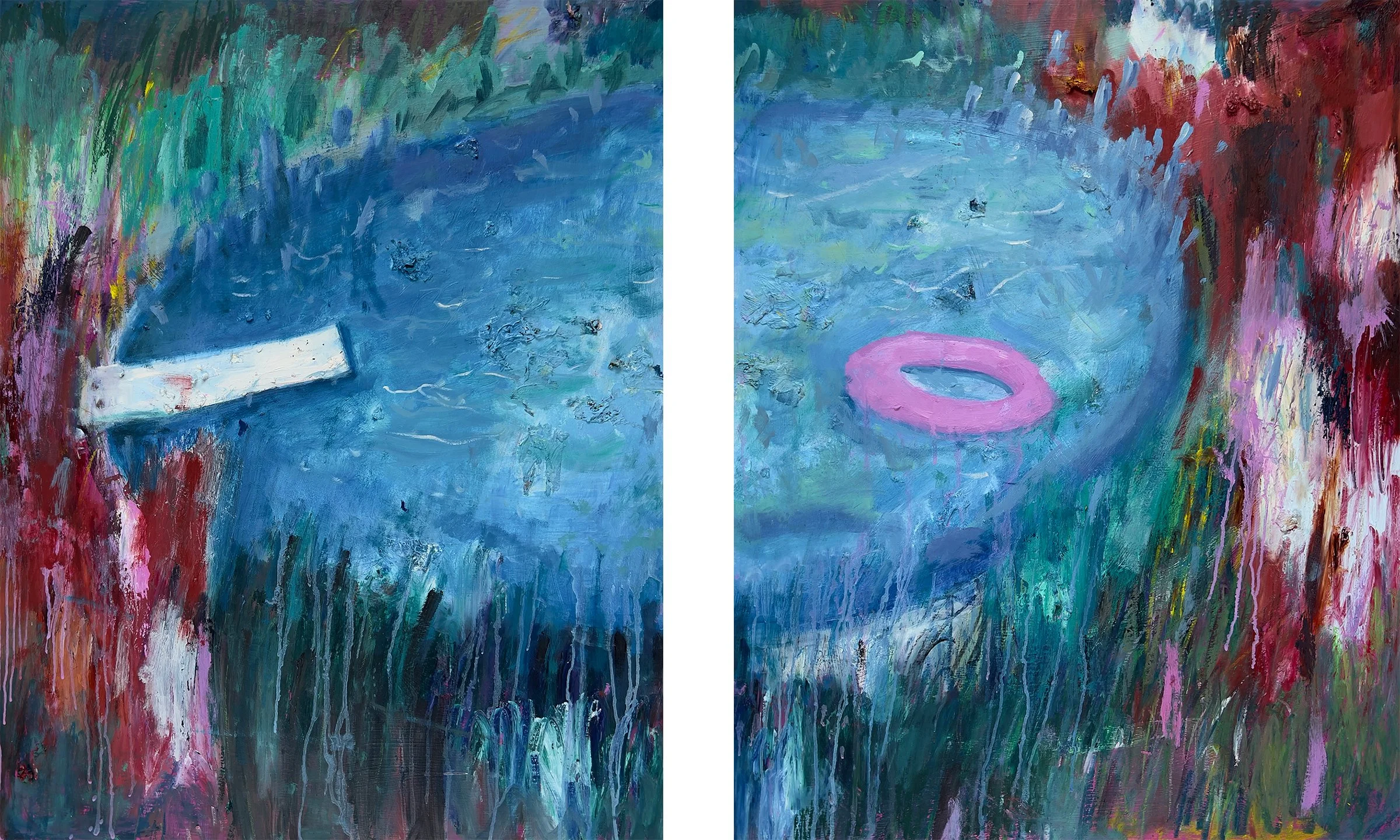 Sunday Afternoon and Now You Tell Me
oil on panel 28" x 46"
2024