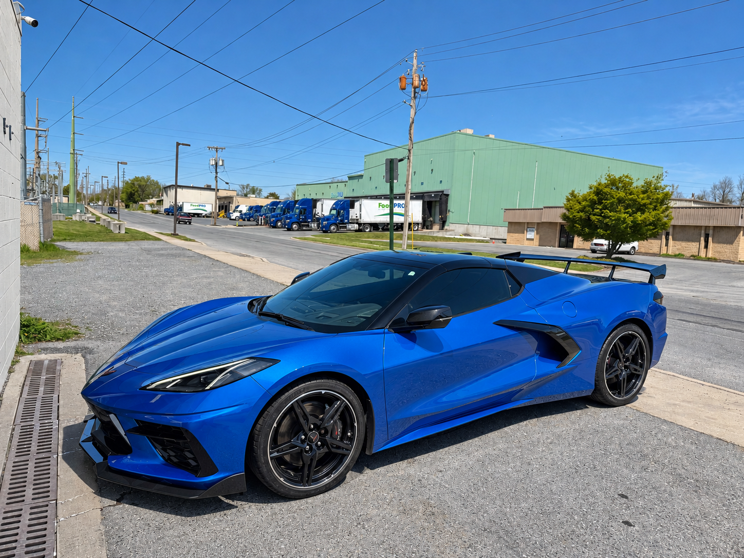 Blue Chevrolet Corvette outside Detail Werkz