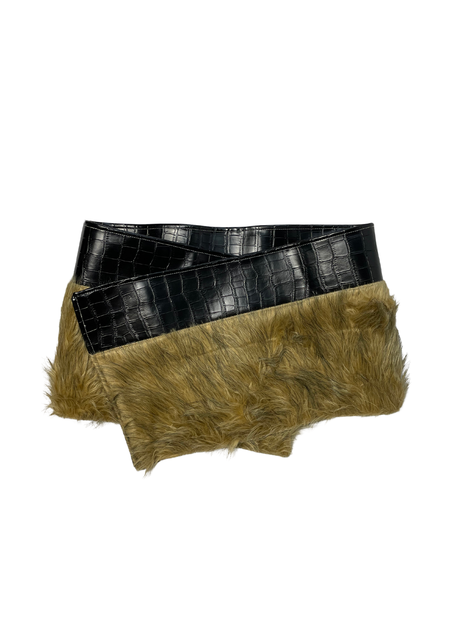 GG- Black Croc &  Fur Mini Skirt