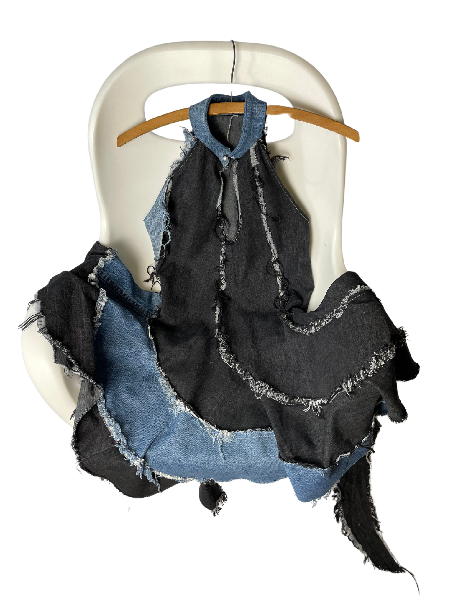 GG- Denim Ruffled Cocktail Dress