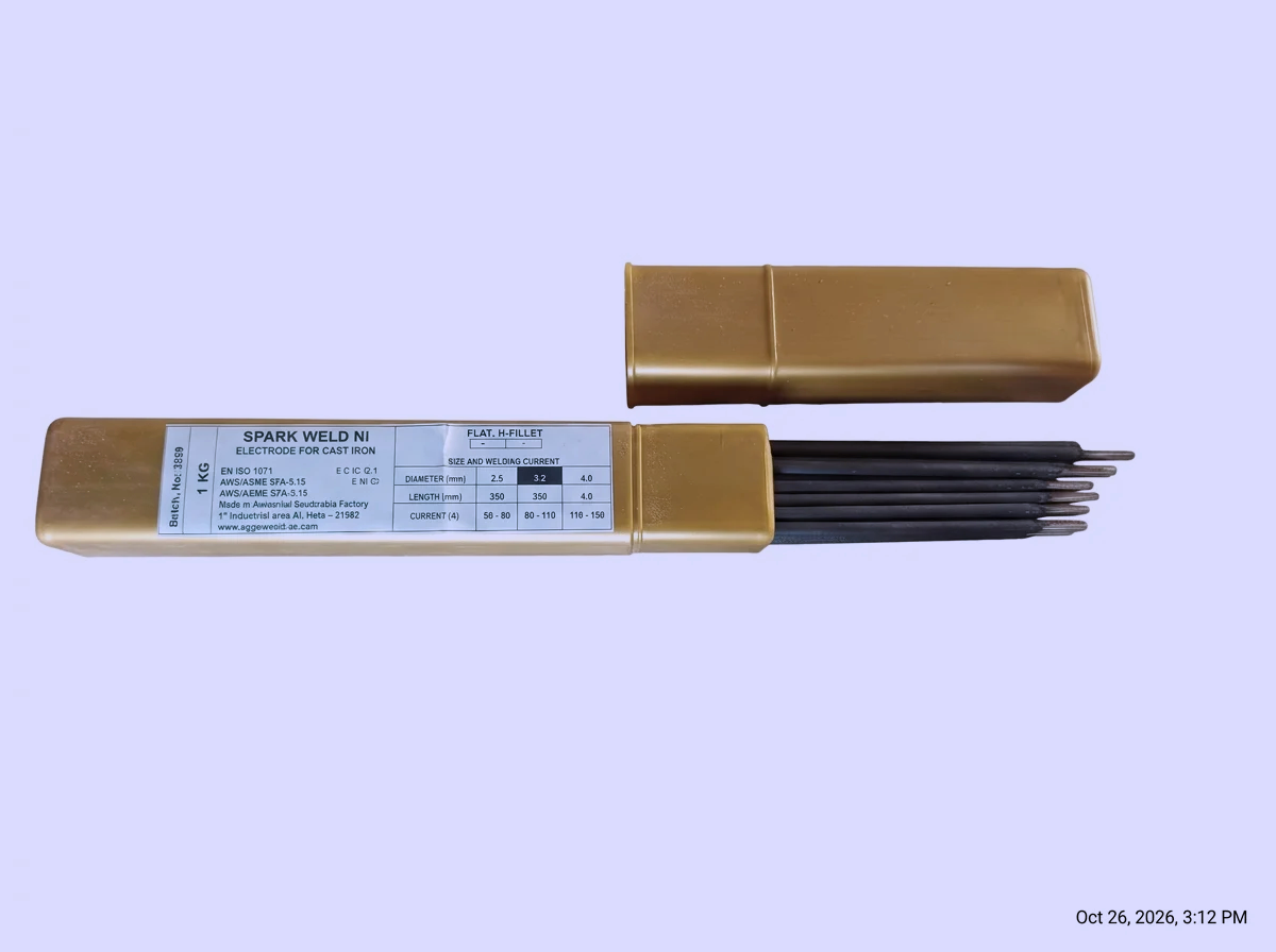 Open package of Spark Weld NI nickel electrodes for cast iron welding
