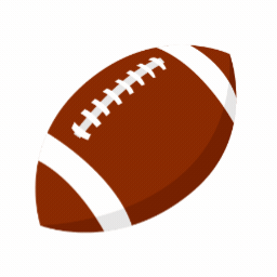 Illustration of a brown American football with white laces and stripes on a white background