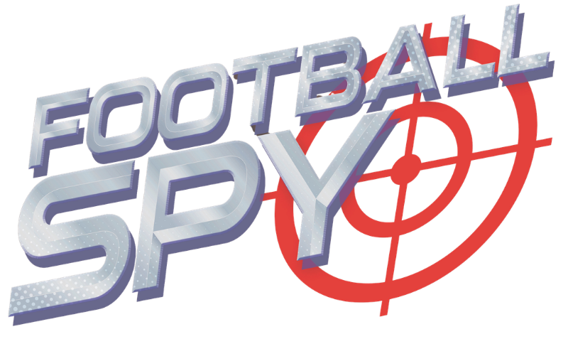 3D metallic Football Spy logo with a red football target graphic