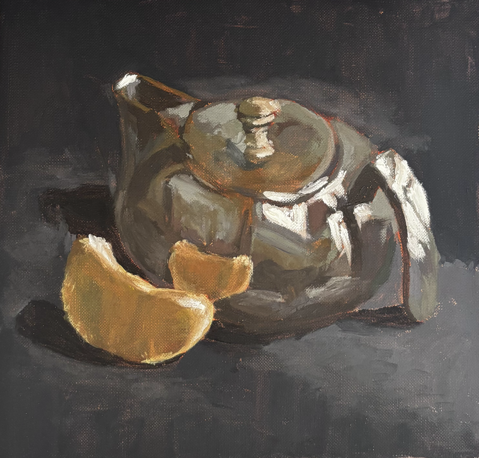 Study of a teapot - 2025 - Oil on canvas paper - 18 x 18cm