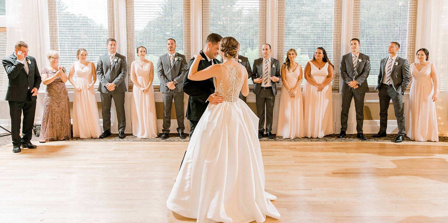 Newlyweds sharing their first dance