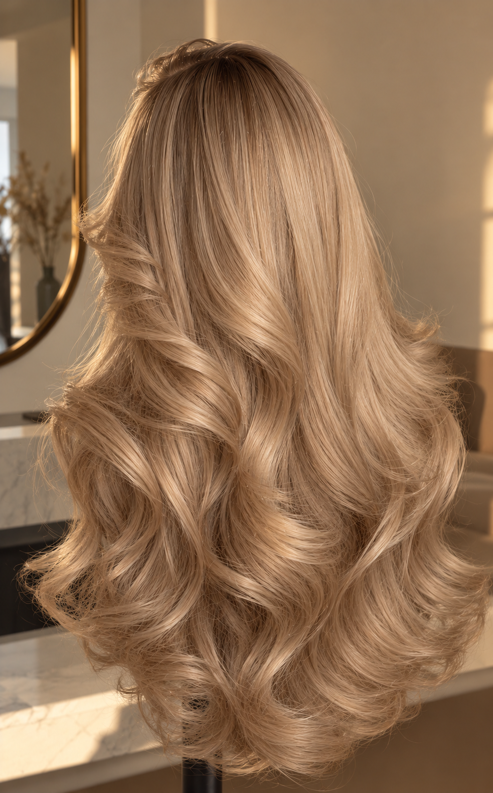 Longues ondulations blondes en salon élégant.png