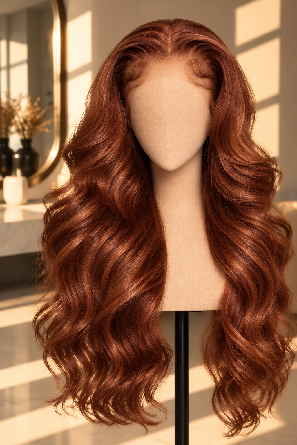 Perruque auburn ondulée sur mannequin.png