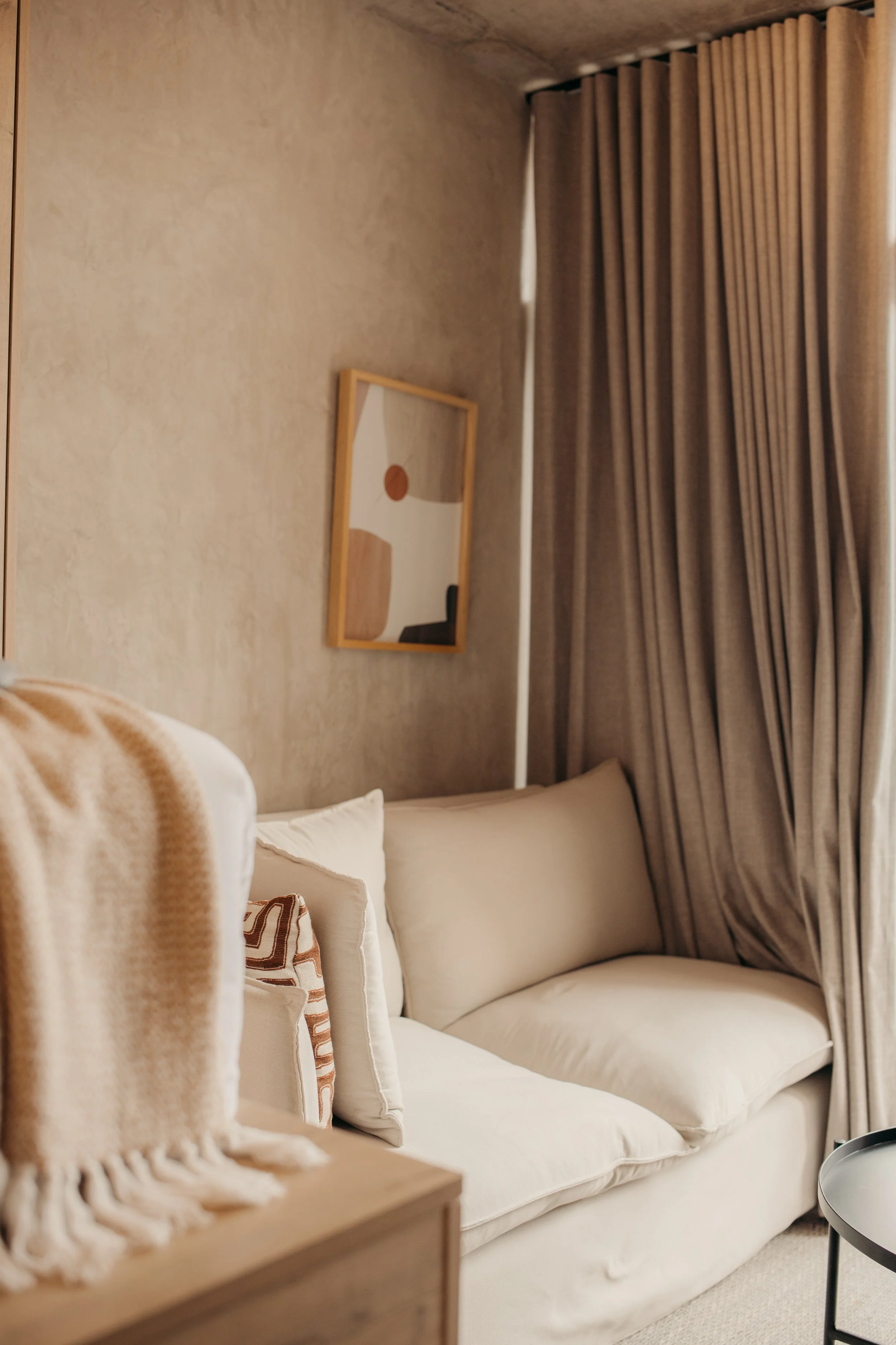 Cape Town accommodation aesthetic simple brown luxury couch intimate