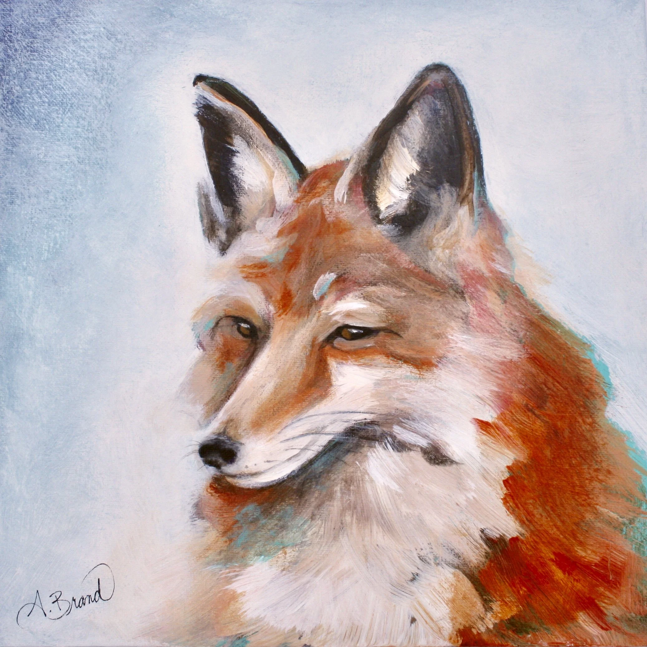 Fox Portrait, 2019, Acrylic on canvas, 12" x 12" NFS