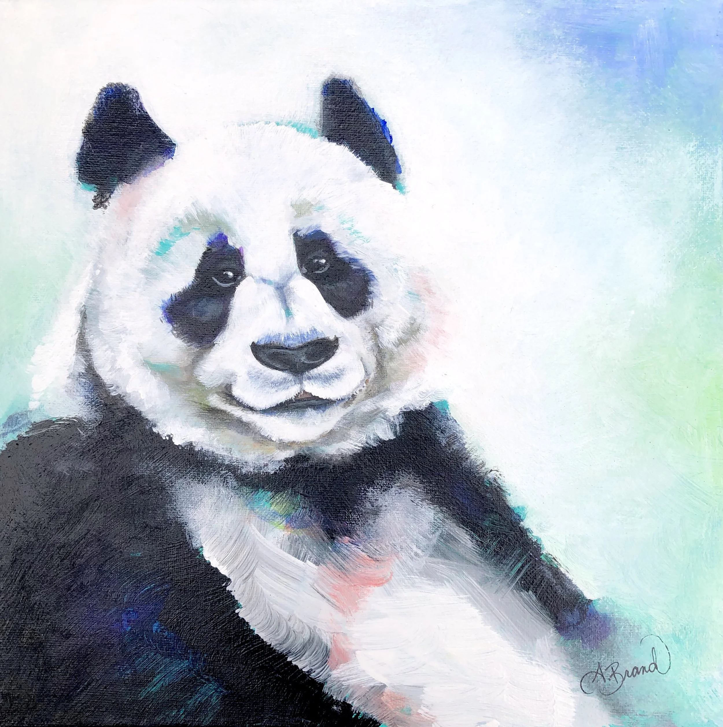Crystal's Panda, 2019, Acrylic on canvas, 12" x 12" (SOLD)