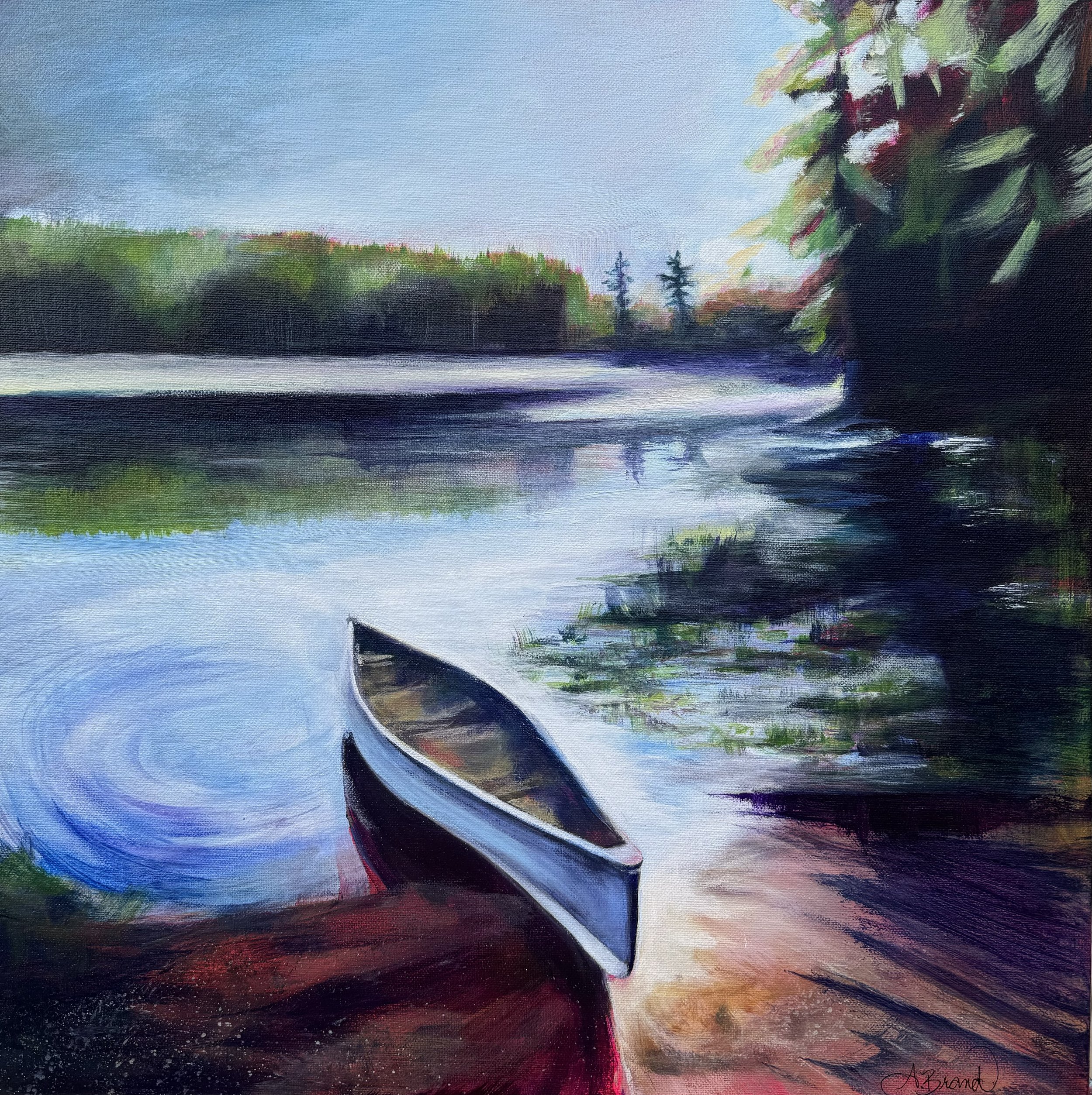 Thomson Blue Canoe, 2024, Acrylic on canvas, 20" x 20" (SOLD)