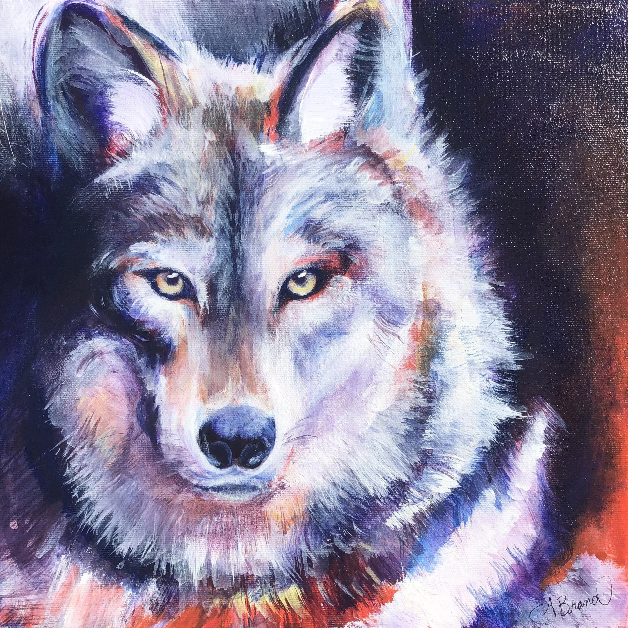 I am Wolf, 2021, Acrylic on Canvas, 12" x 12"