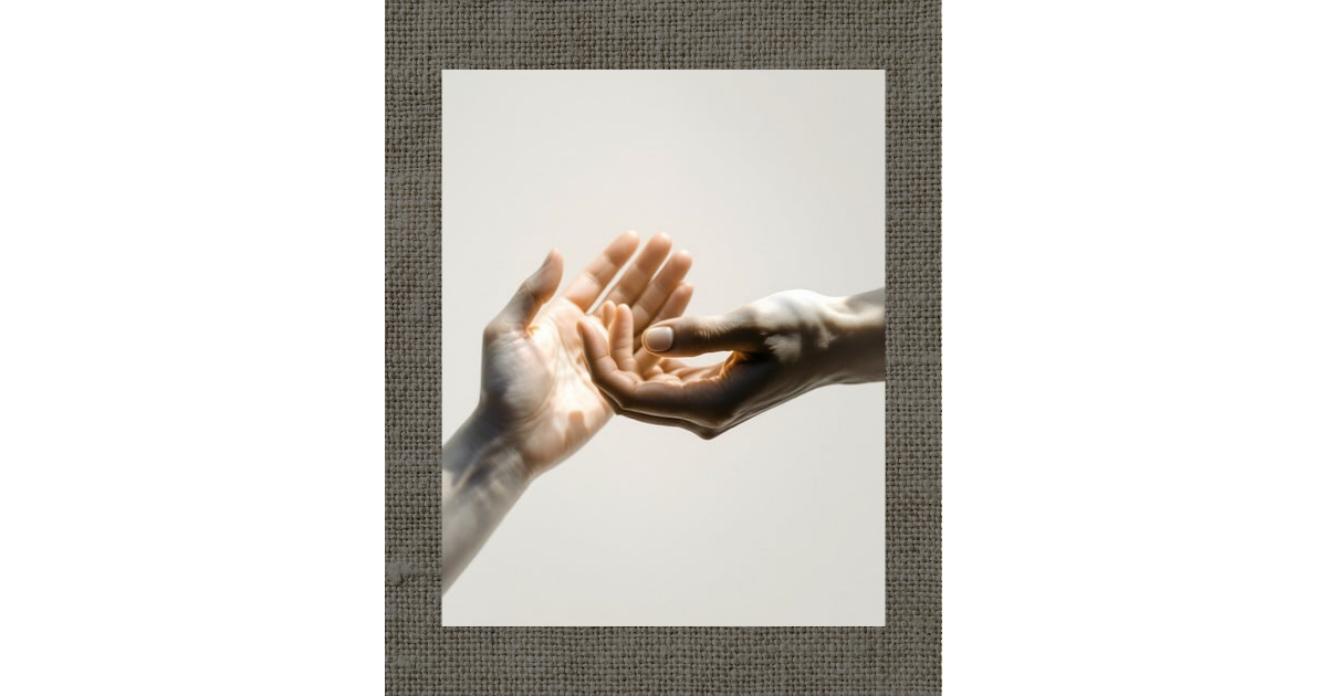 Close-up of two hands reaching toward each other, symbolizing connection, intimacy, and vulnerability.