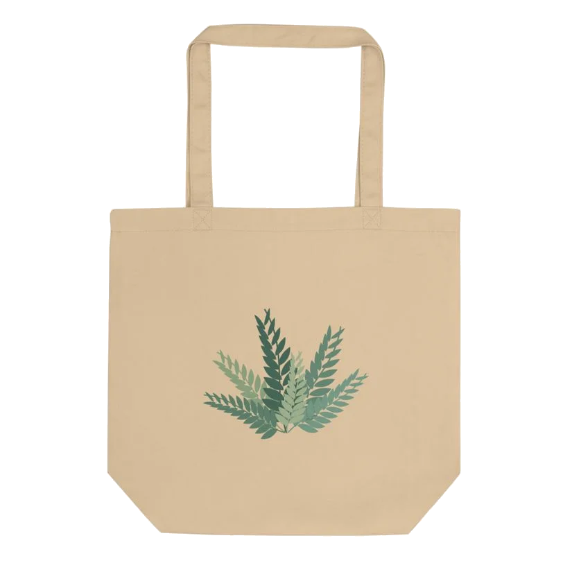 Fern & Frond cotton tote in Oyster with original garden-inspired illustration