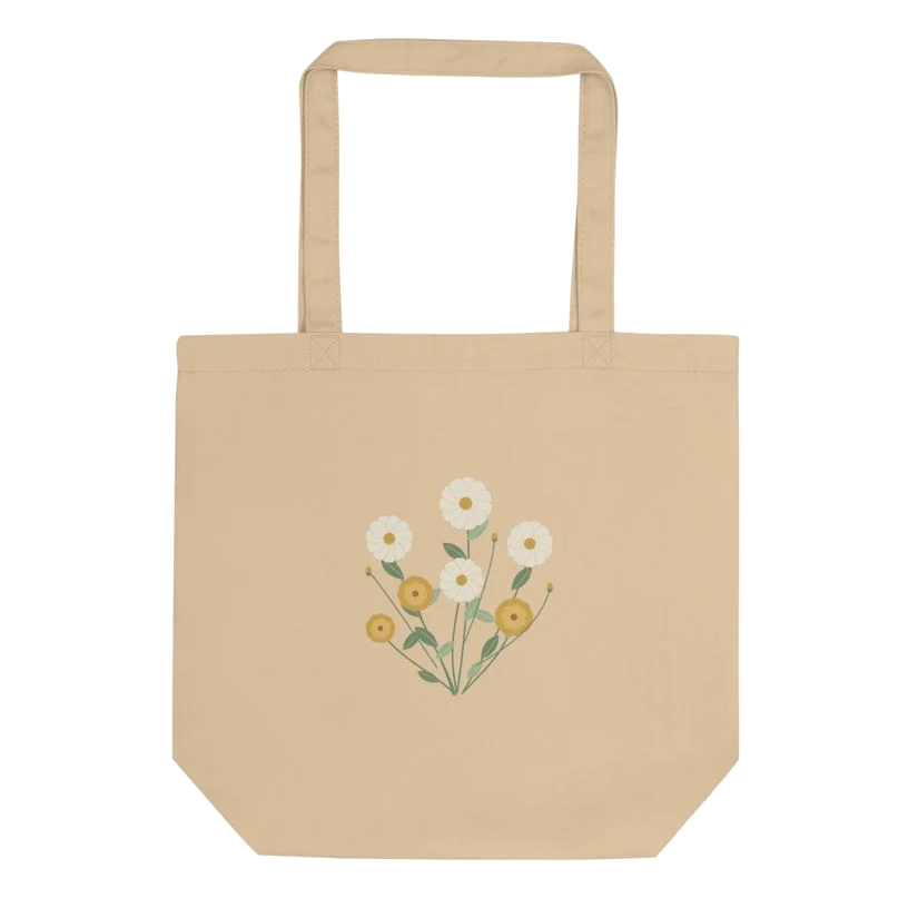 Garden Pause cotton tote in Oyster with original garden-inspired illustration