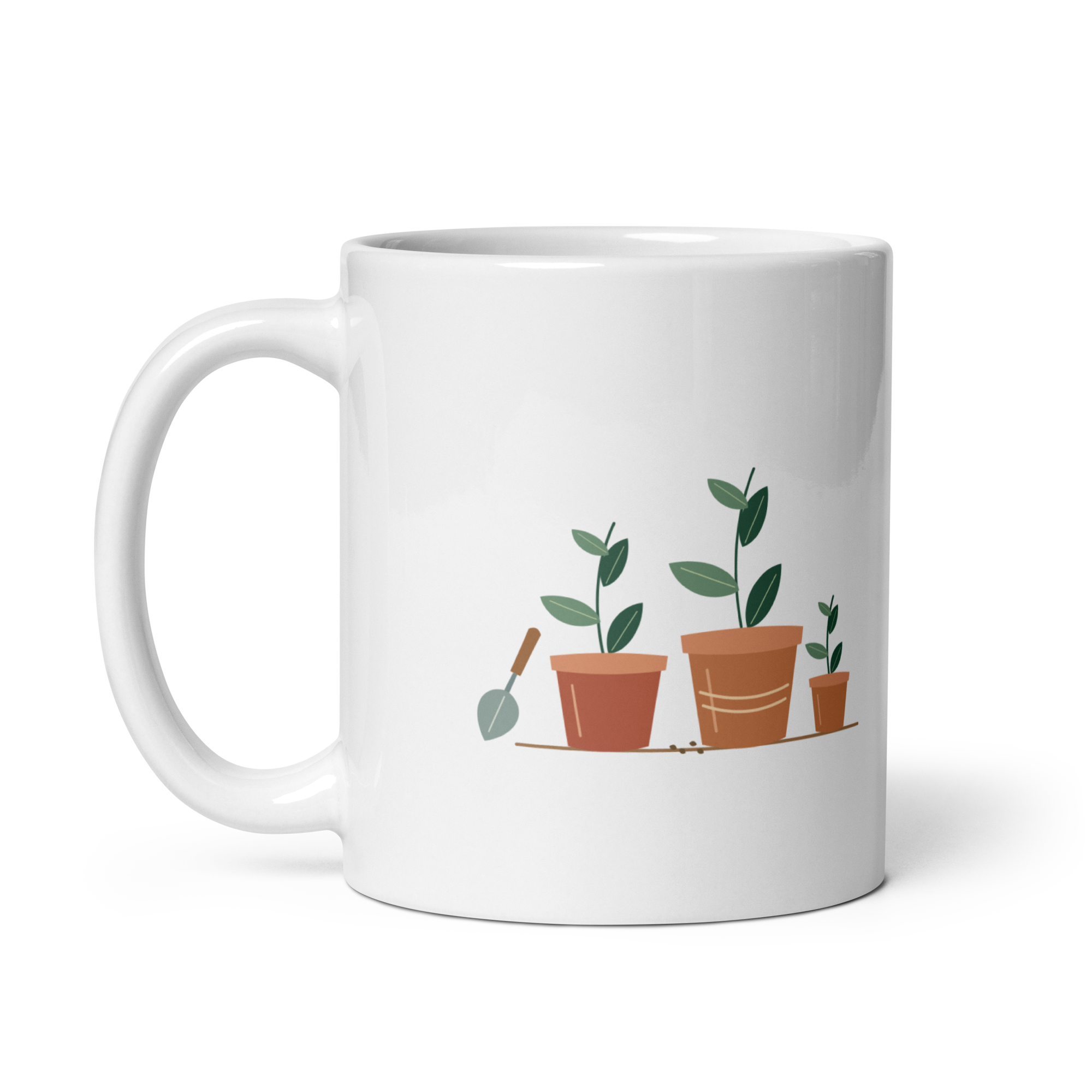 Potting Bench mug with original potted plant artwork