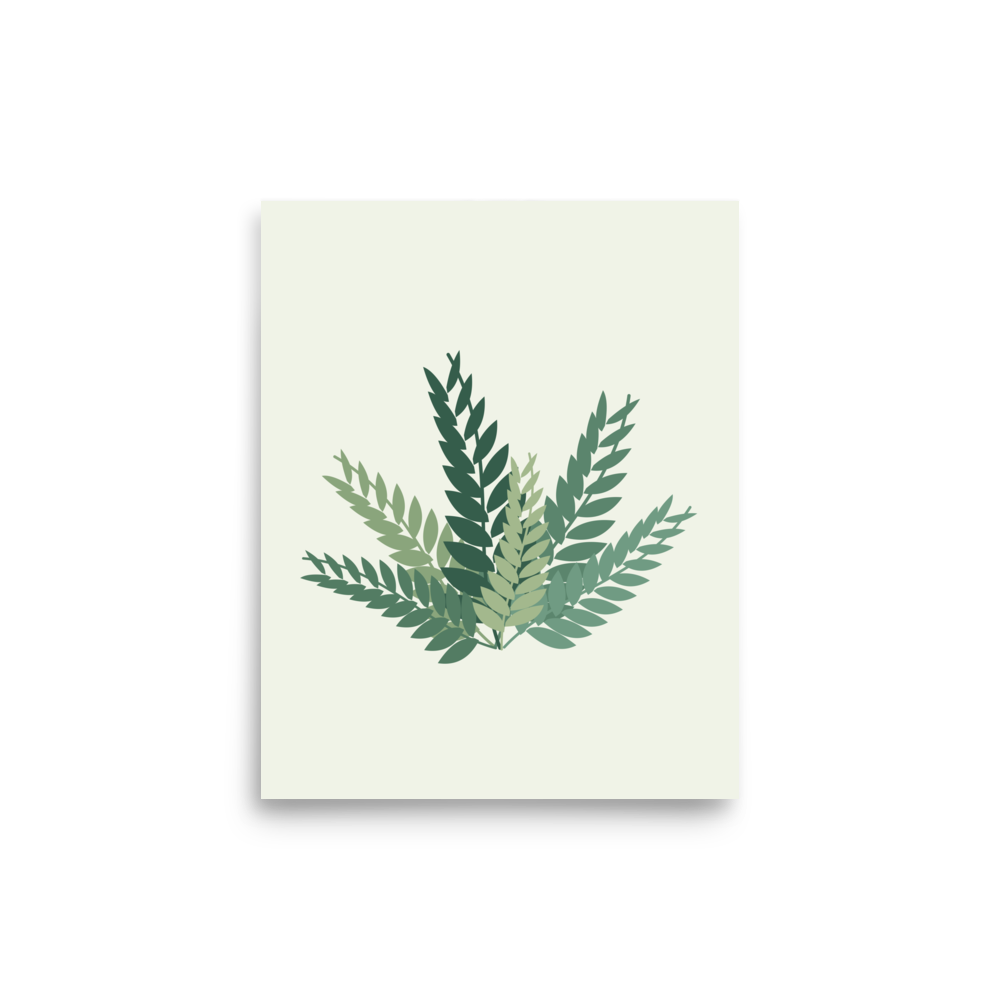 Fern and Frond unframed art print with original fern leaves