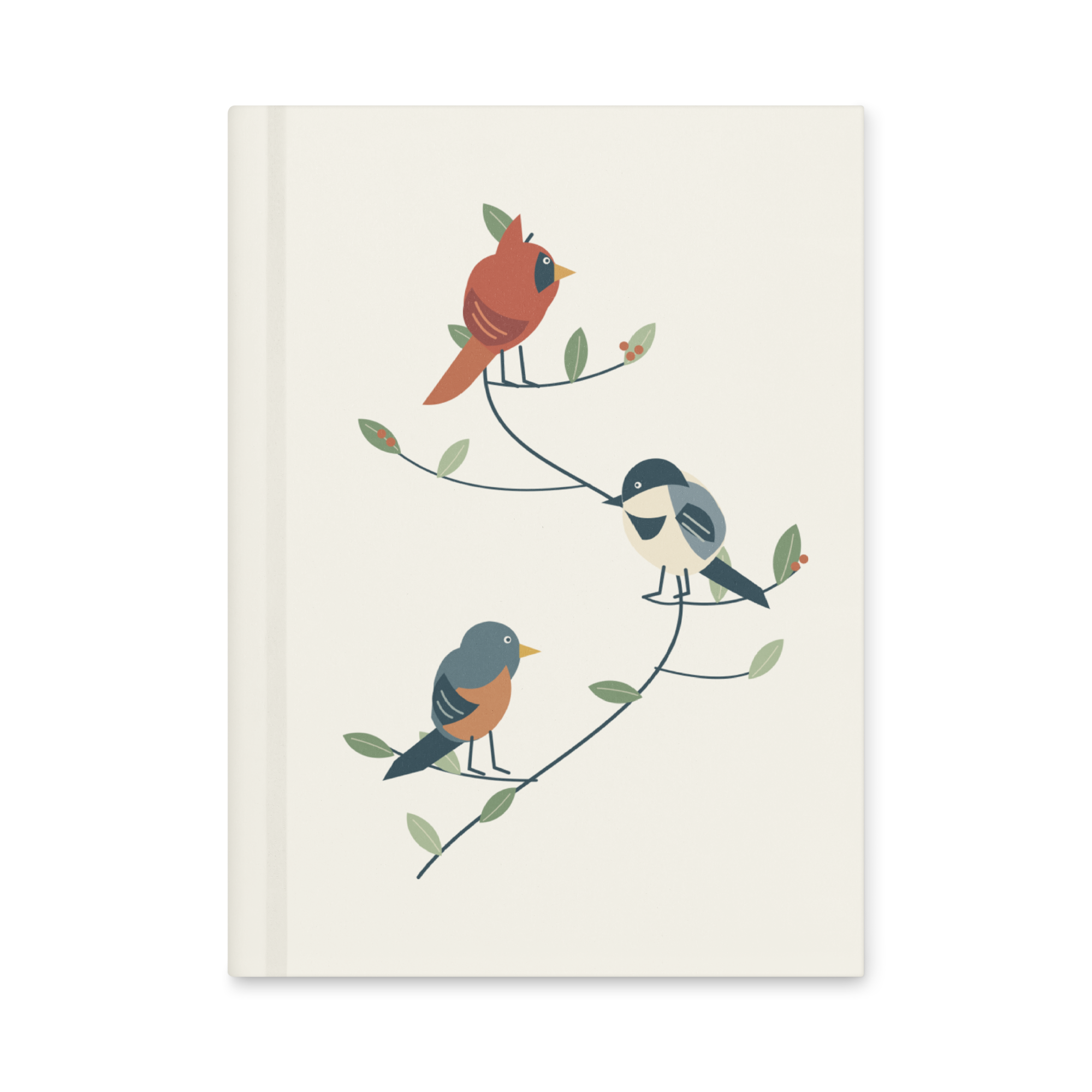 Backyard Bird Trio hardcover lined journal with original bird illustration