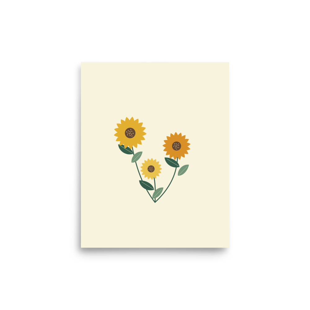 Sunflower Days unframed art print with original sunflowers