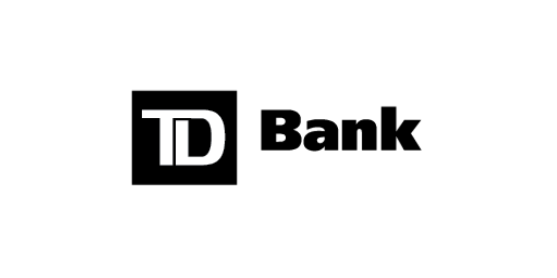 White stylized TD logo on a black background