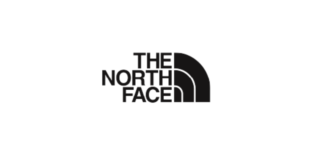 The North Face logo in white on a black background