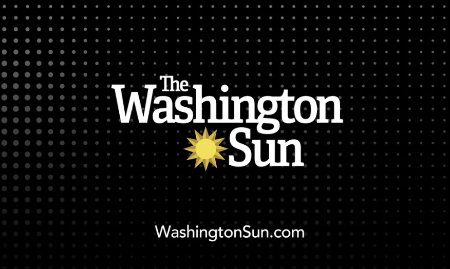 The Washington Sun logo with a yellow sun icon and WashingtonSun.com text on a black dotted background