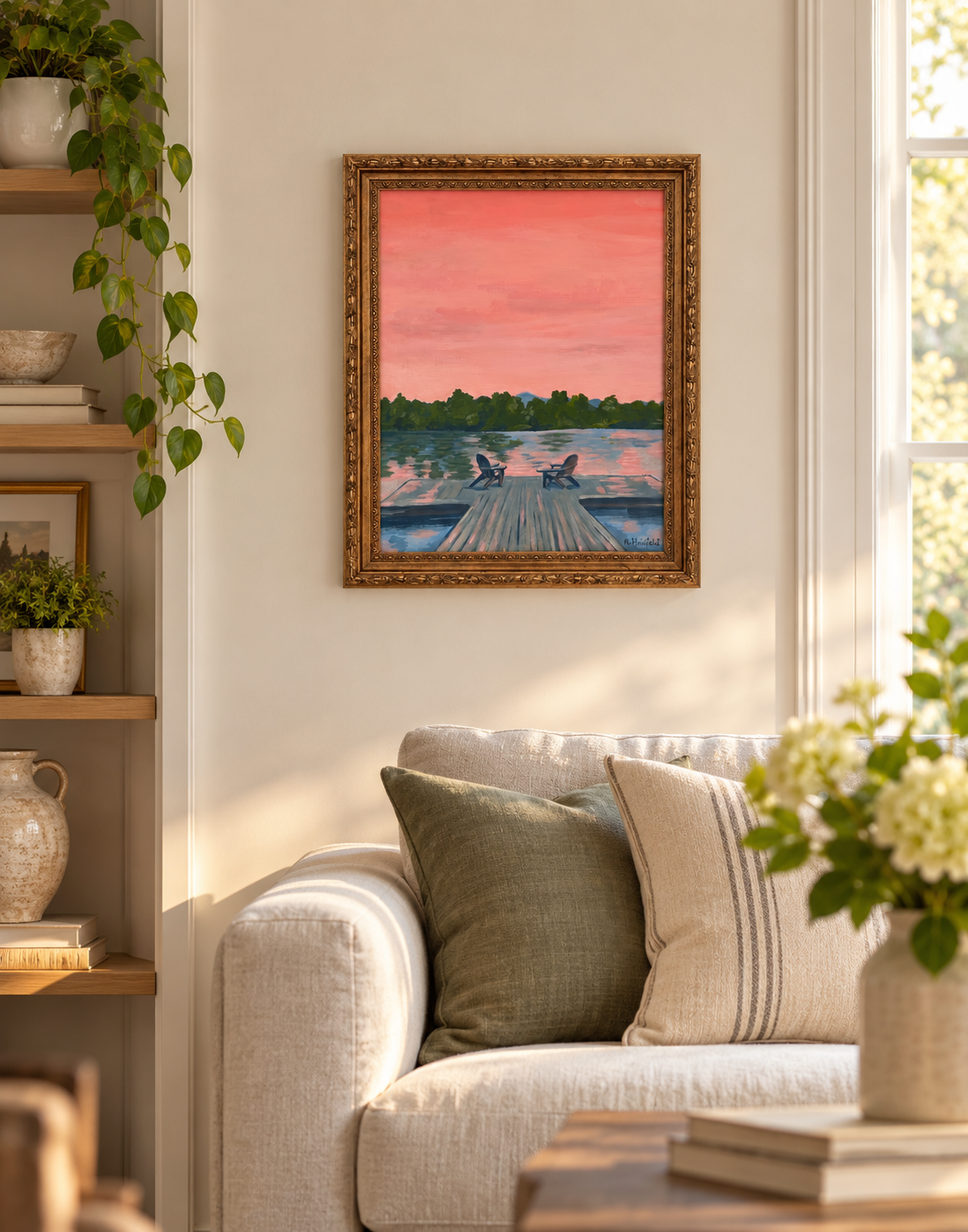 Sunset Lake in a Cozy Living Room.png