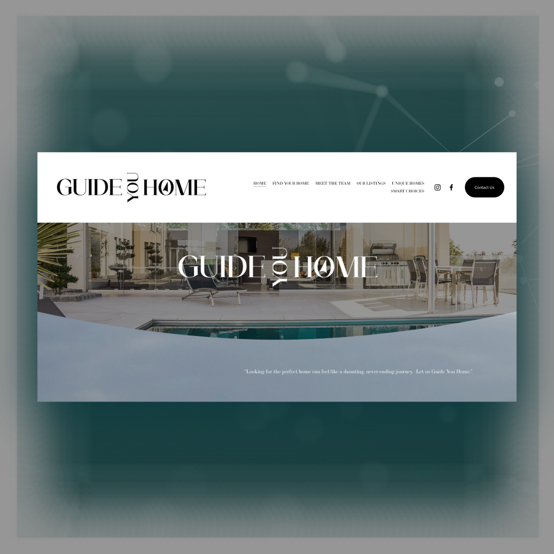 Guide You Home real estate website homepage featuring a modern luxury home and swimming pool