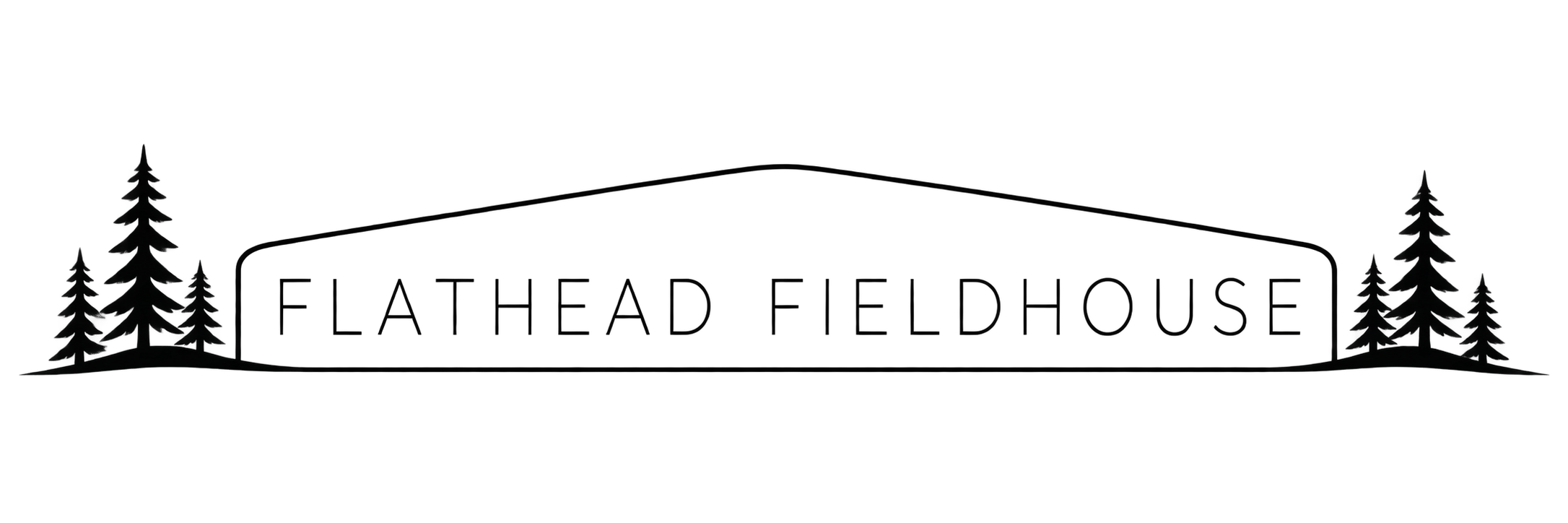 Nearly black image with faint evergreen tree silhouettes along the left and right edges