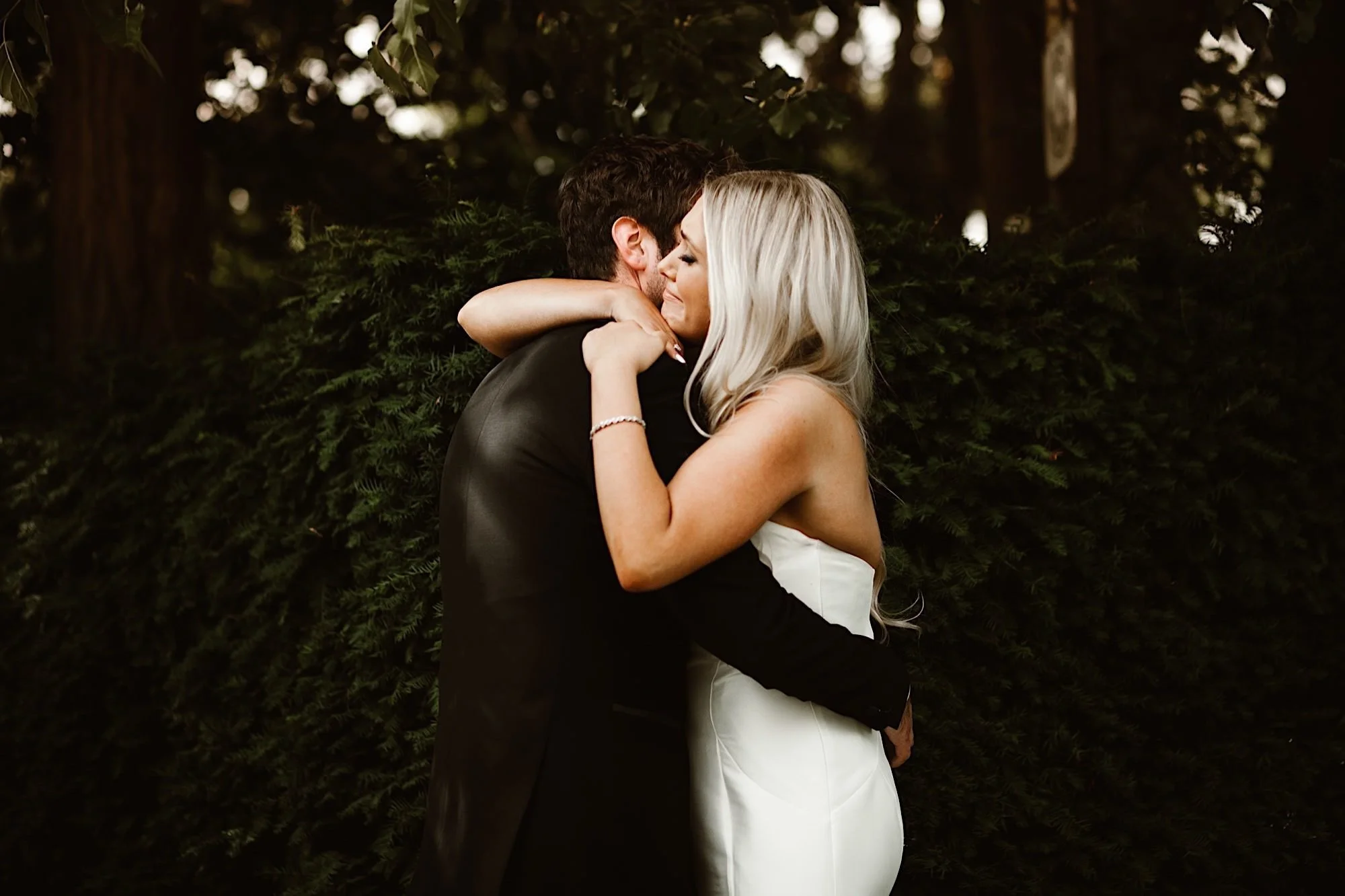 intimate photo of bride and grooms emotion after the first look