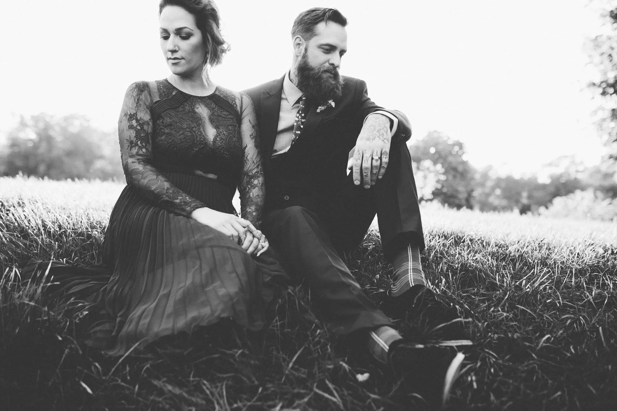 black and white tattooed couple at elopement in niagara on the lake