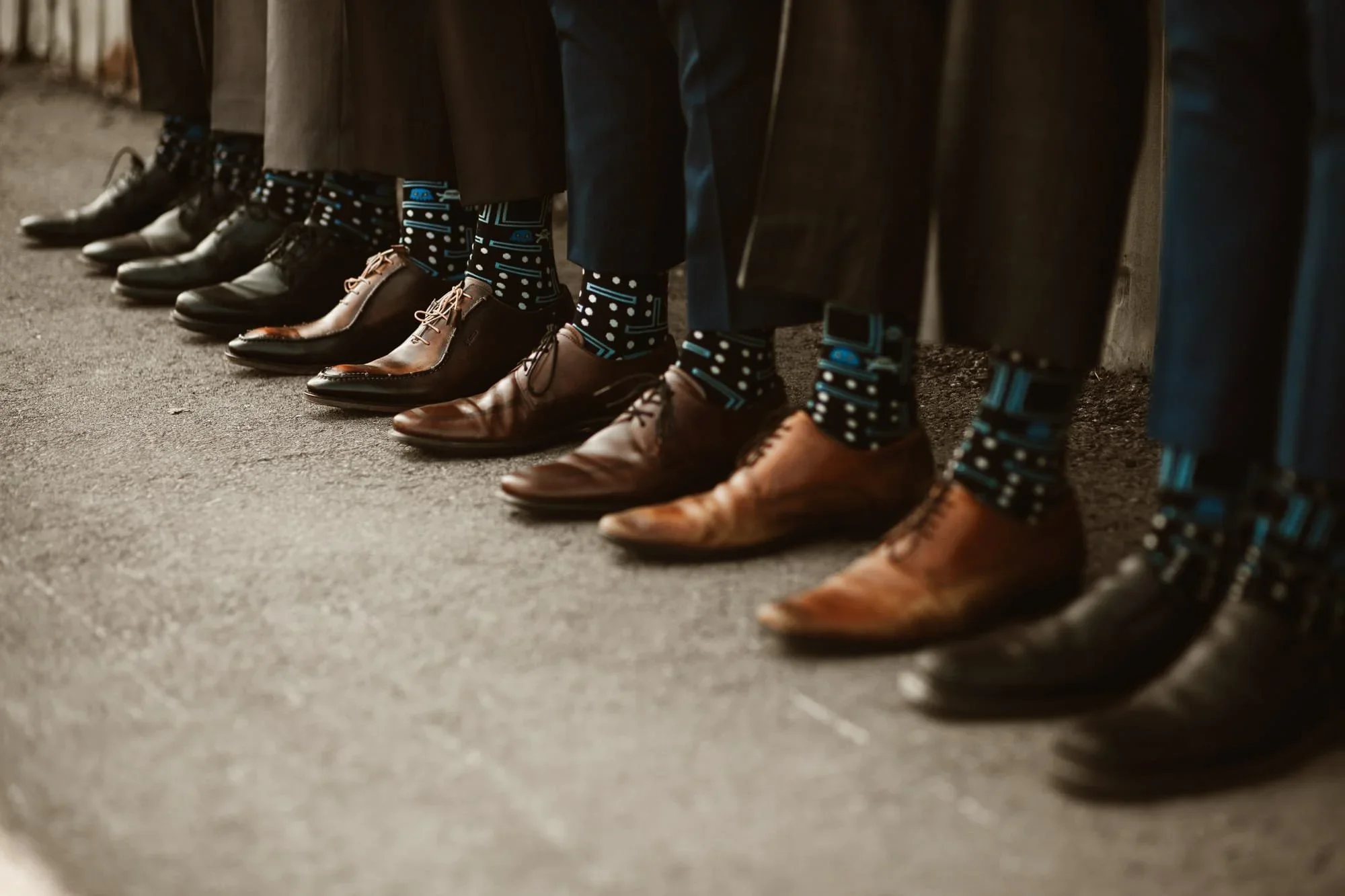 wedding party wearing Pacman socks